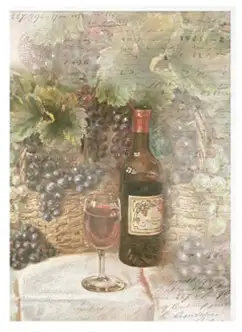 Papel de arroz - Vino y Uvas - 21x29