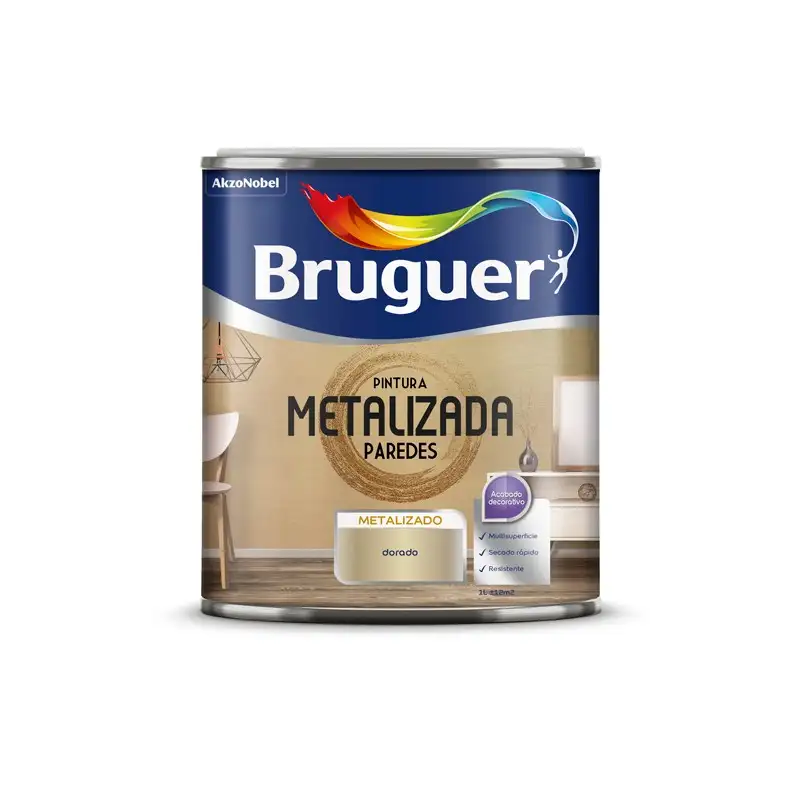 Pintura efecto metalizada paredes Bruguer