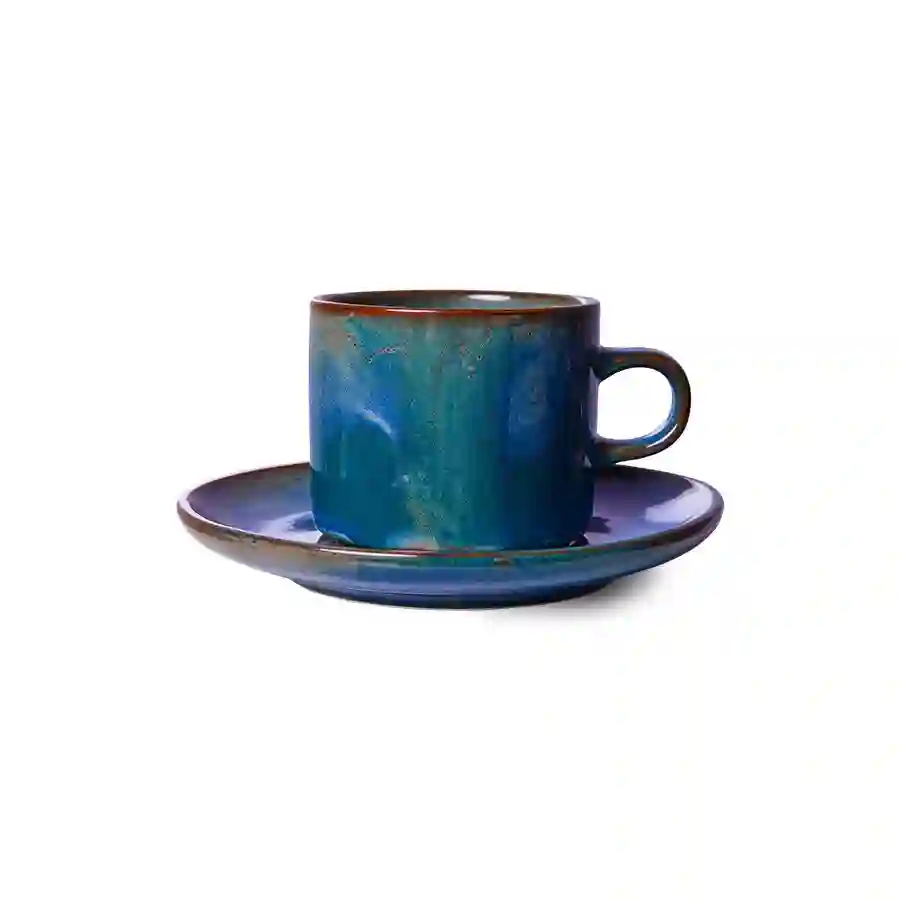 SET TAZA Y PLATO CHEF (RUSTIC BLUE) / HK LIVING
