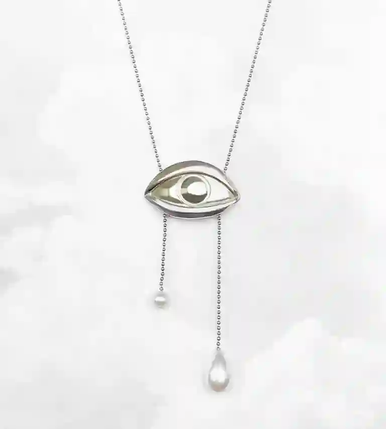COLLAR OJO PERLAS PLATA