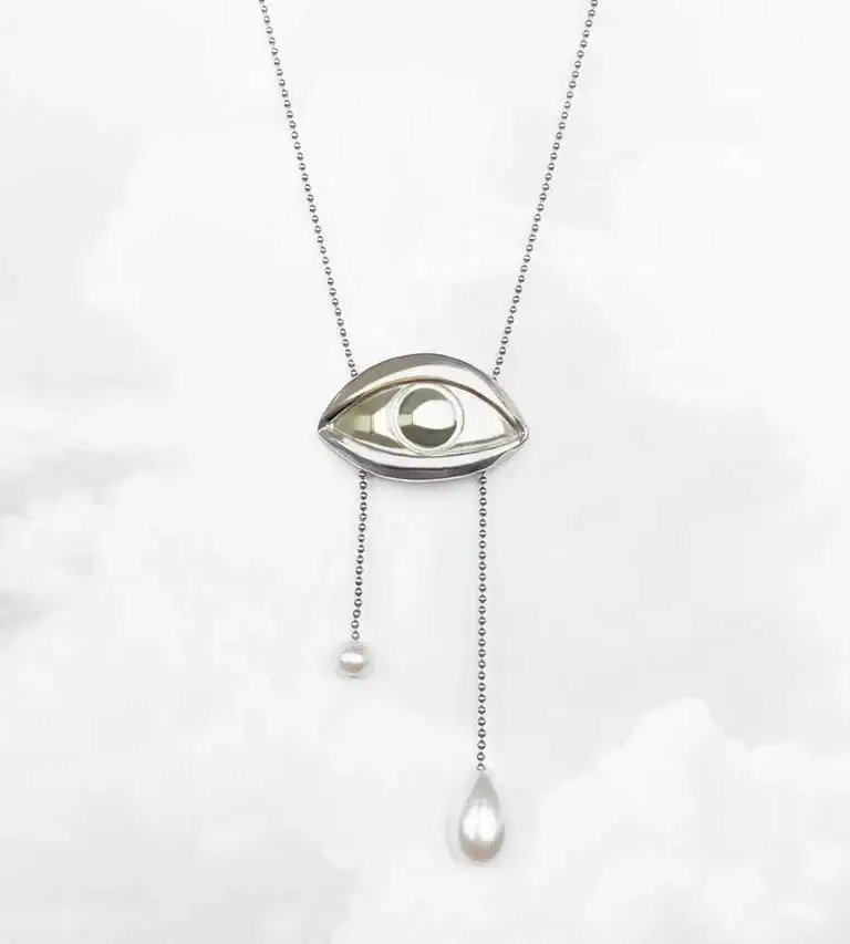 COLLAR OJO PERLAS PLATA