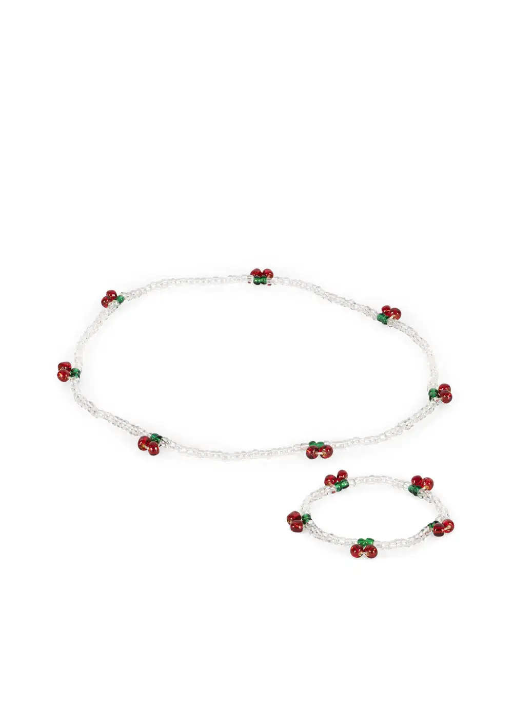 Set de Collar y Pulsera de Perlas cerezas