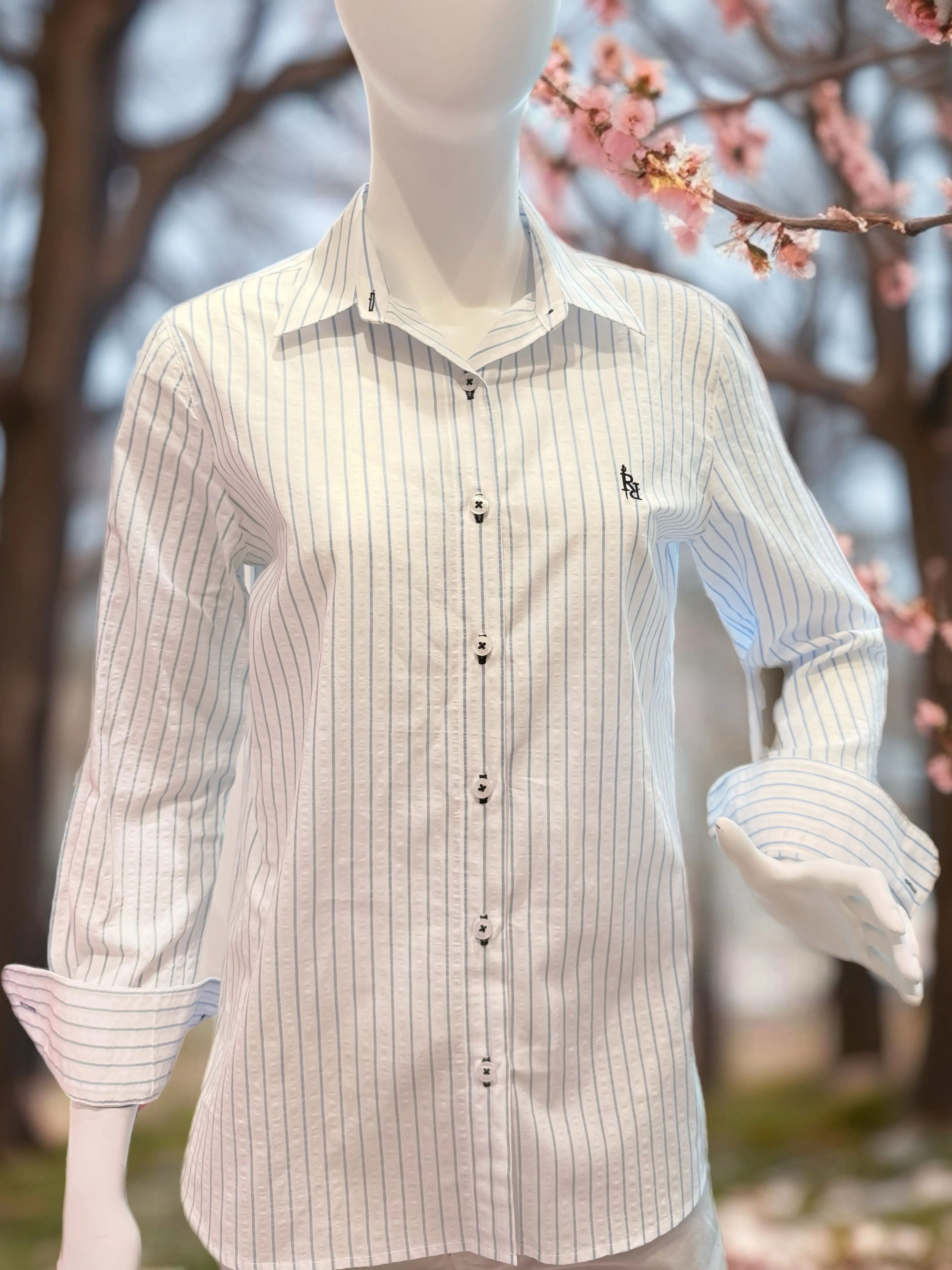 Camisa de mujer de rayas azul RqueR - Imagen 2