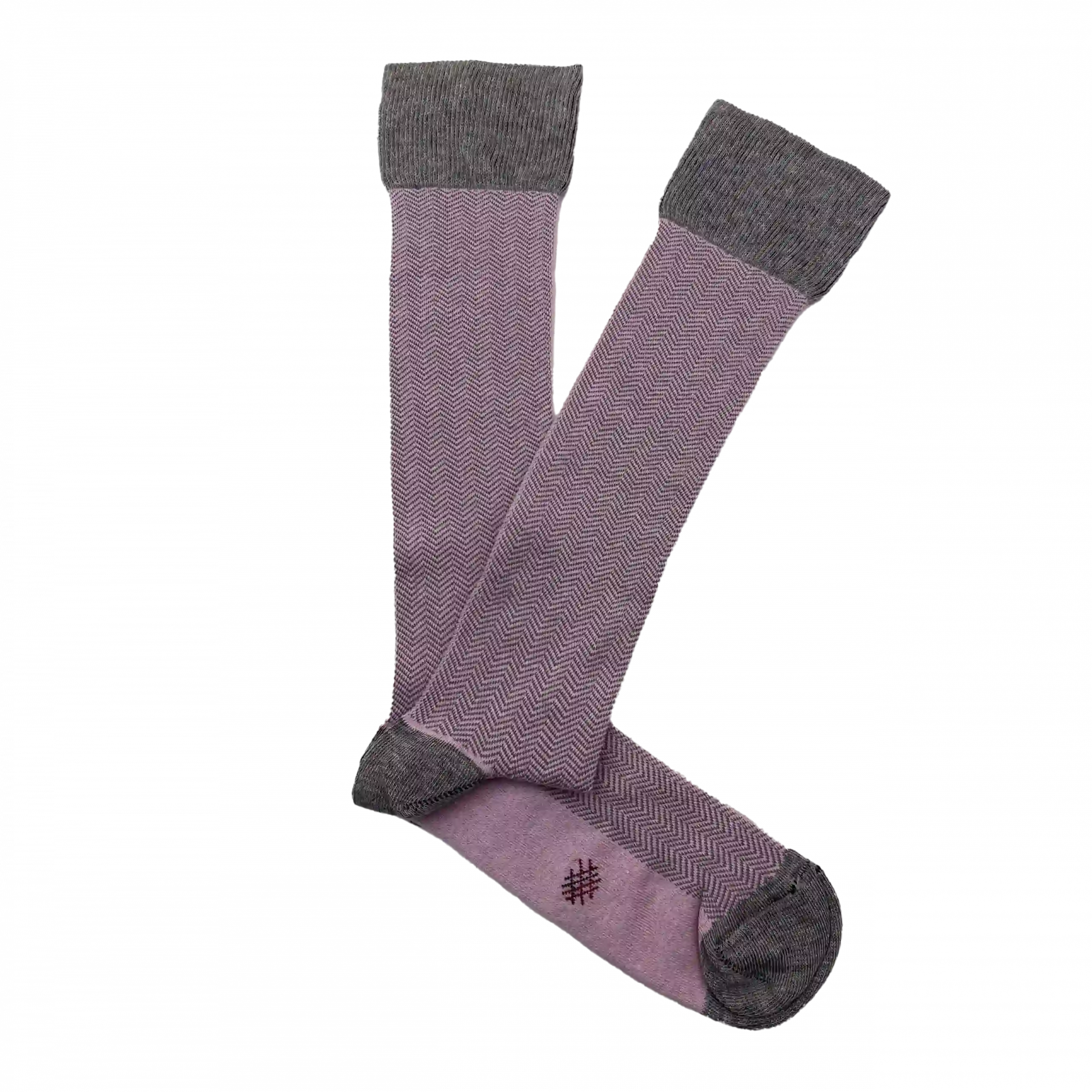 Misscalcetin Caña Alta Espiga Rosa Gris