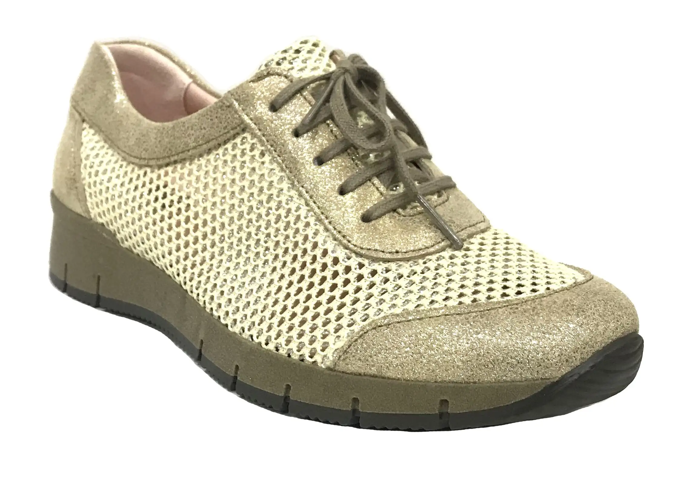 Suave 77 3909 Granola Beige Zapato deportivo de Mujer con cordones