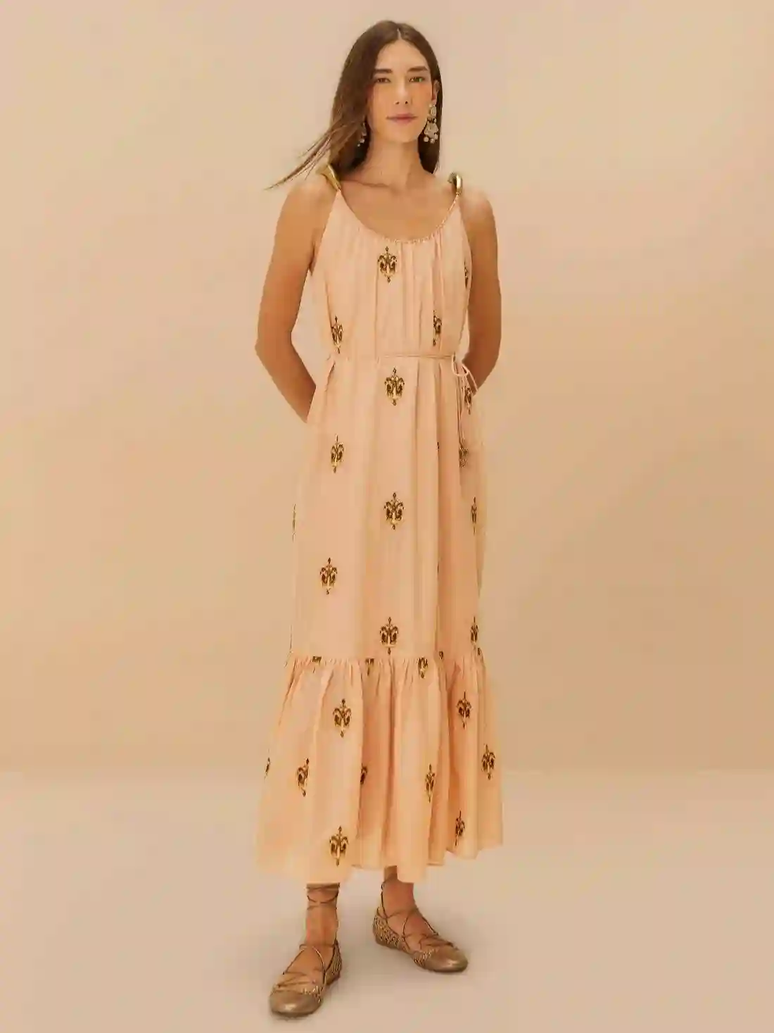 Sand Anchor Tapestry Fish Strap Maxi Dress