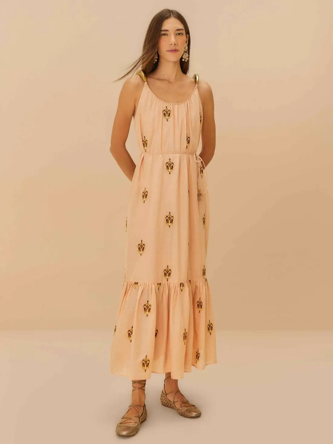Sand Anchor Tapestry Fish Strap Maxi Dress