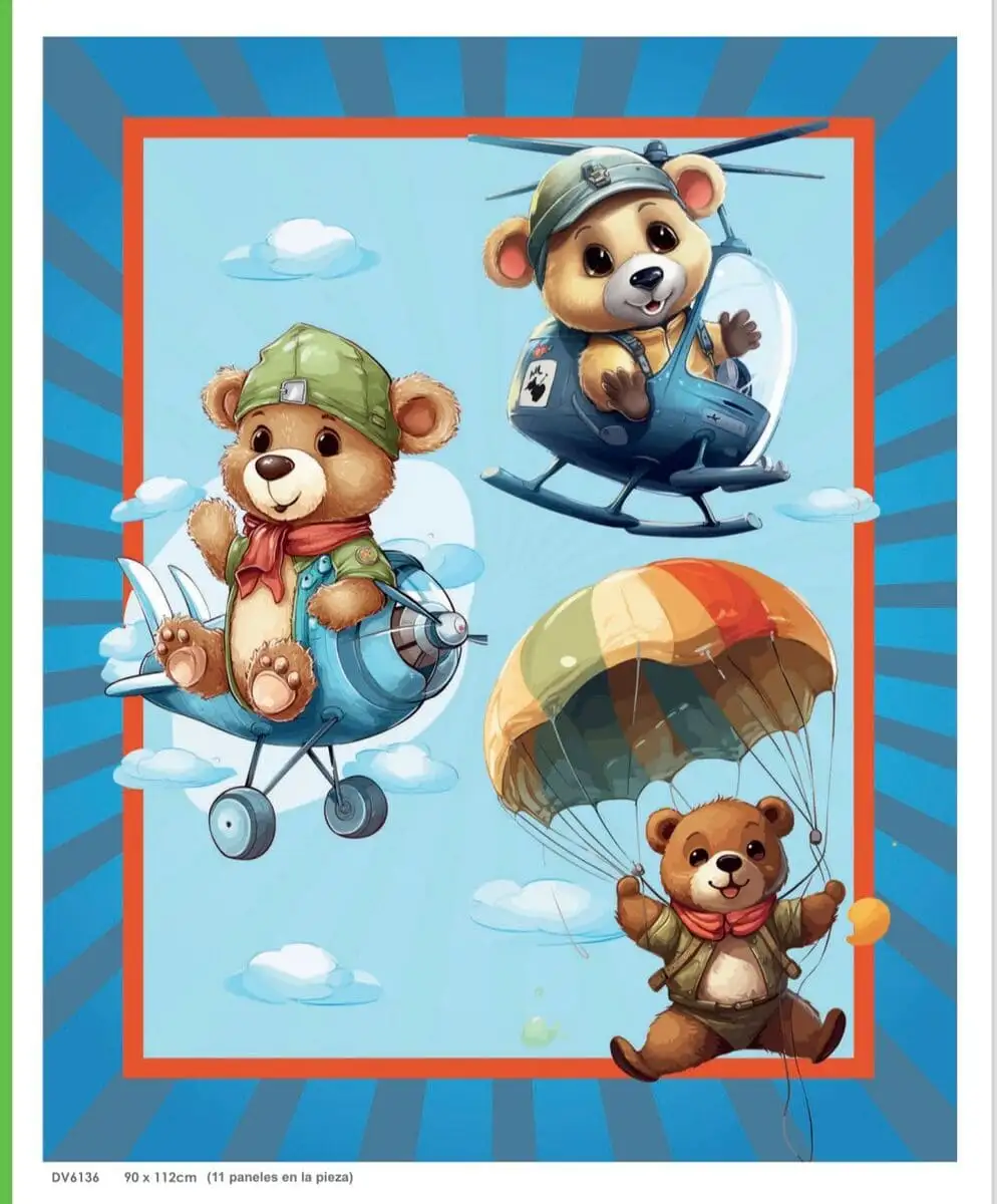 Bears Flying - Panel Cot - Collections Devonstone