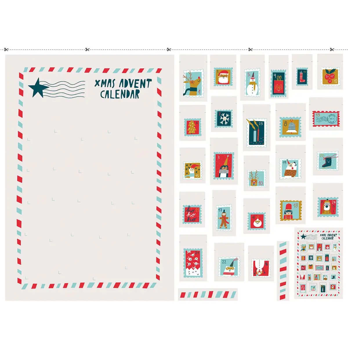 Panel CALENDARIO adviento XMAS STAMPS - Imagen 5