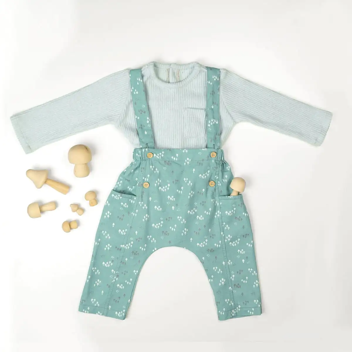 Viyella Cotton estampado - Setas menta - Imagen 3