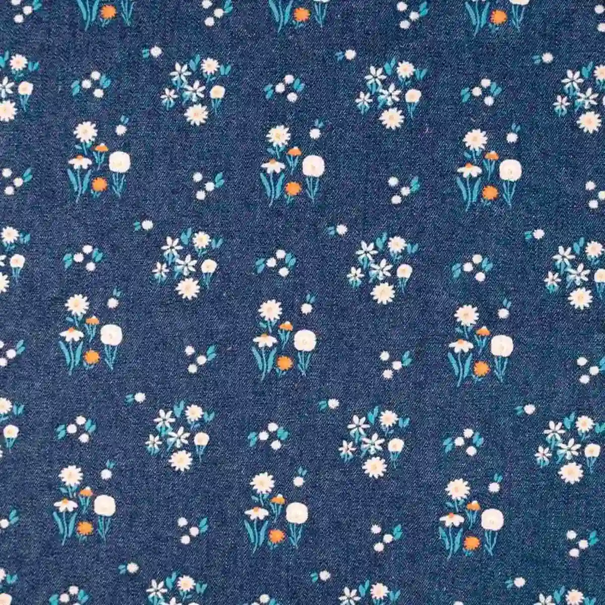 RETRO FLOWERS - tela vaquera (winter denim)