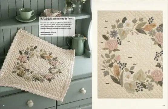 Patchwork japonés con aplicaciones de flores - Imagen 2