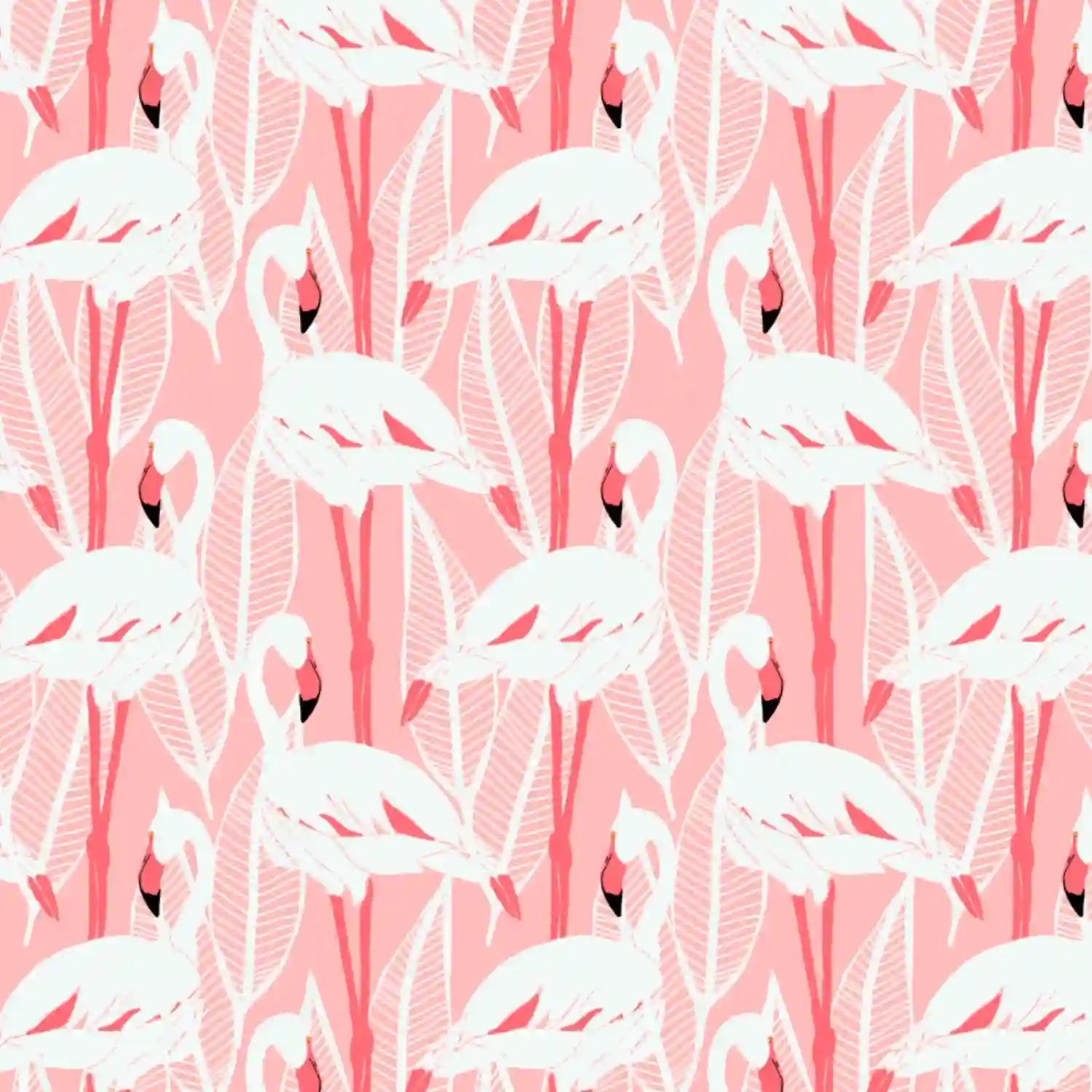 Canvas Ecru Flamingos