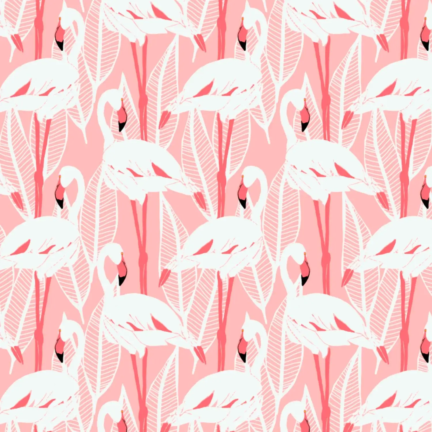 Canvas Ecru Flamingos