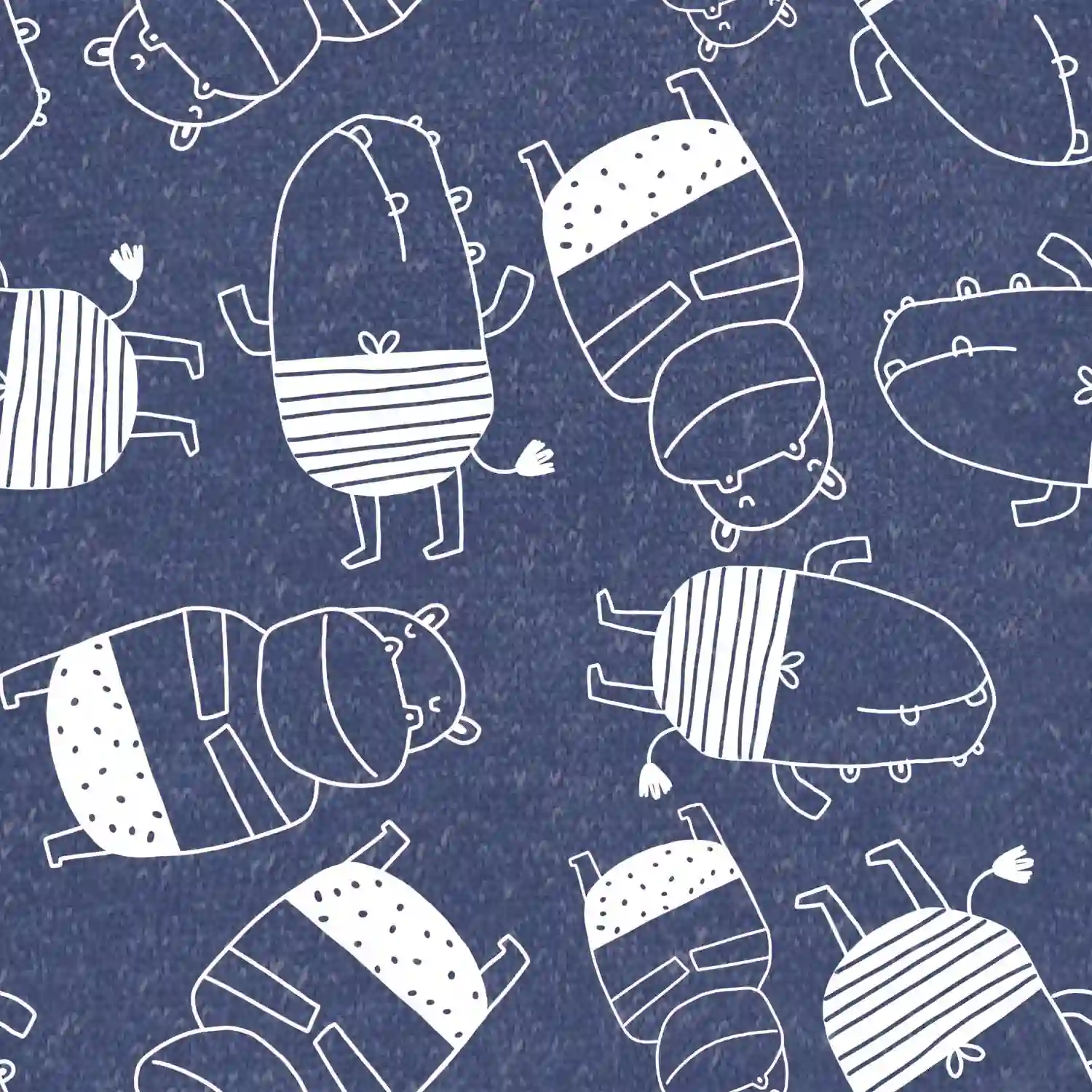 Popelin DENIM DIVING HIPPOS