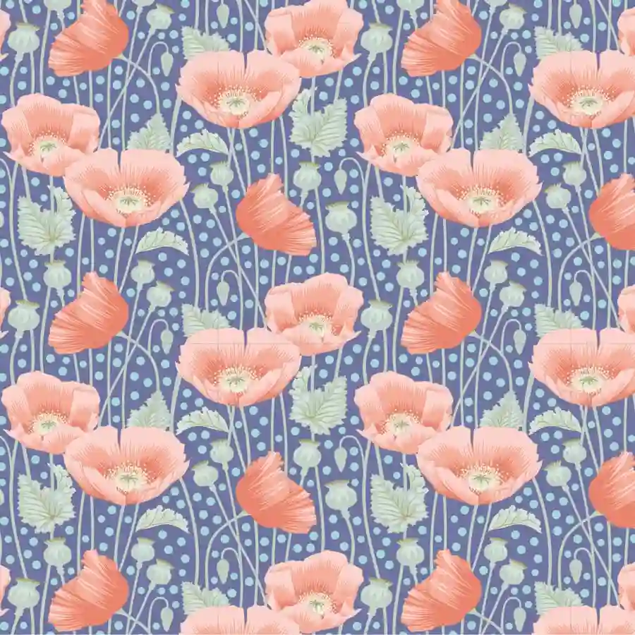 TILDA poppies blue - GARDEN LIFE