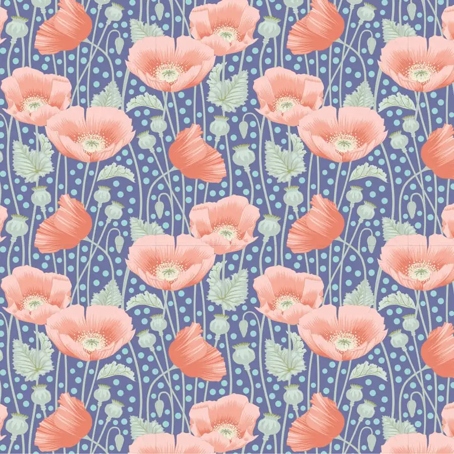 TILDA poppies blue - GARDEN LIFE