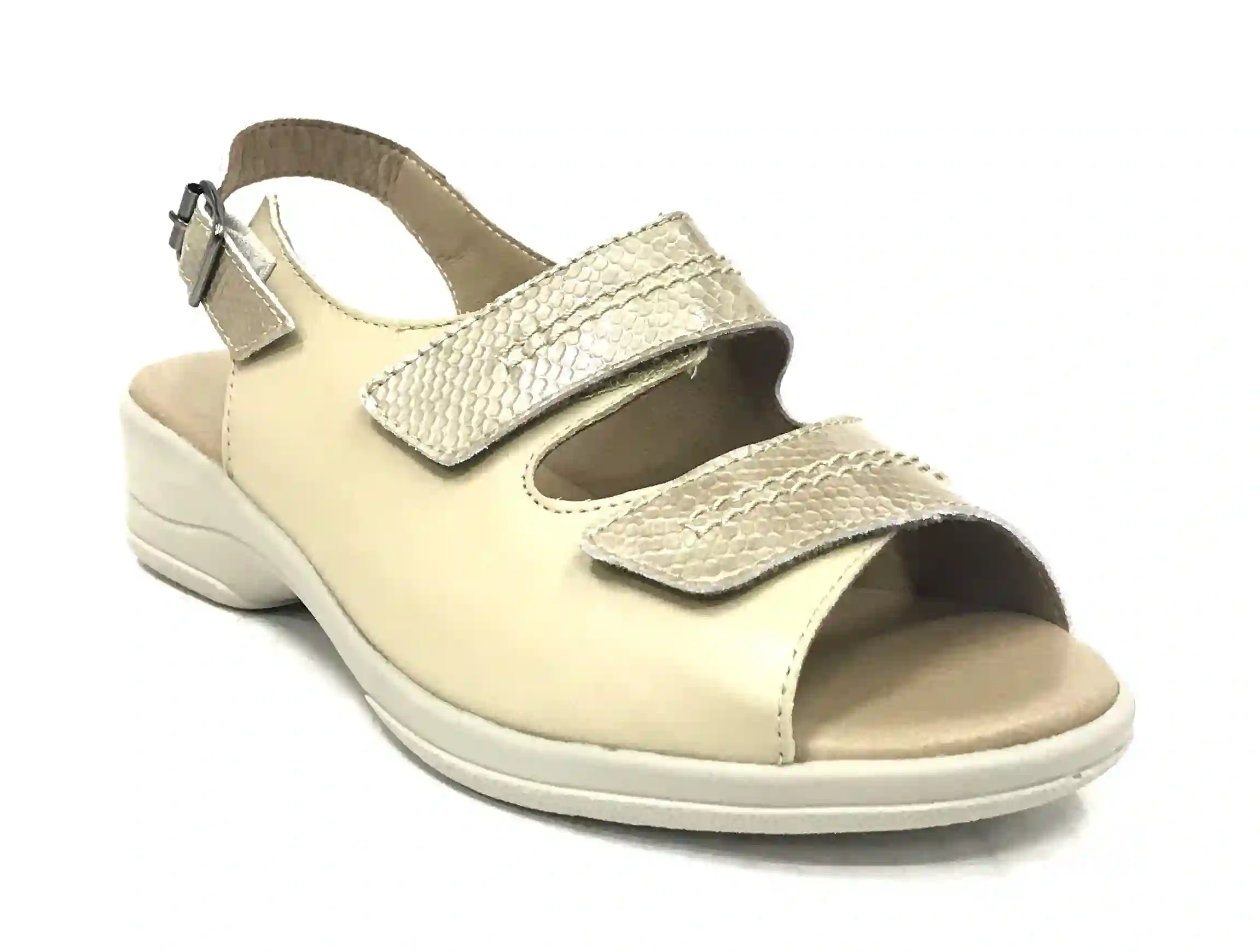 Flex & Go 62b 4579 Sandal Women Beig Patentos Dos Velcros