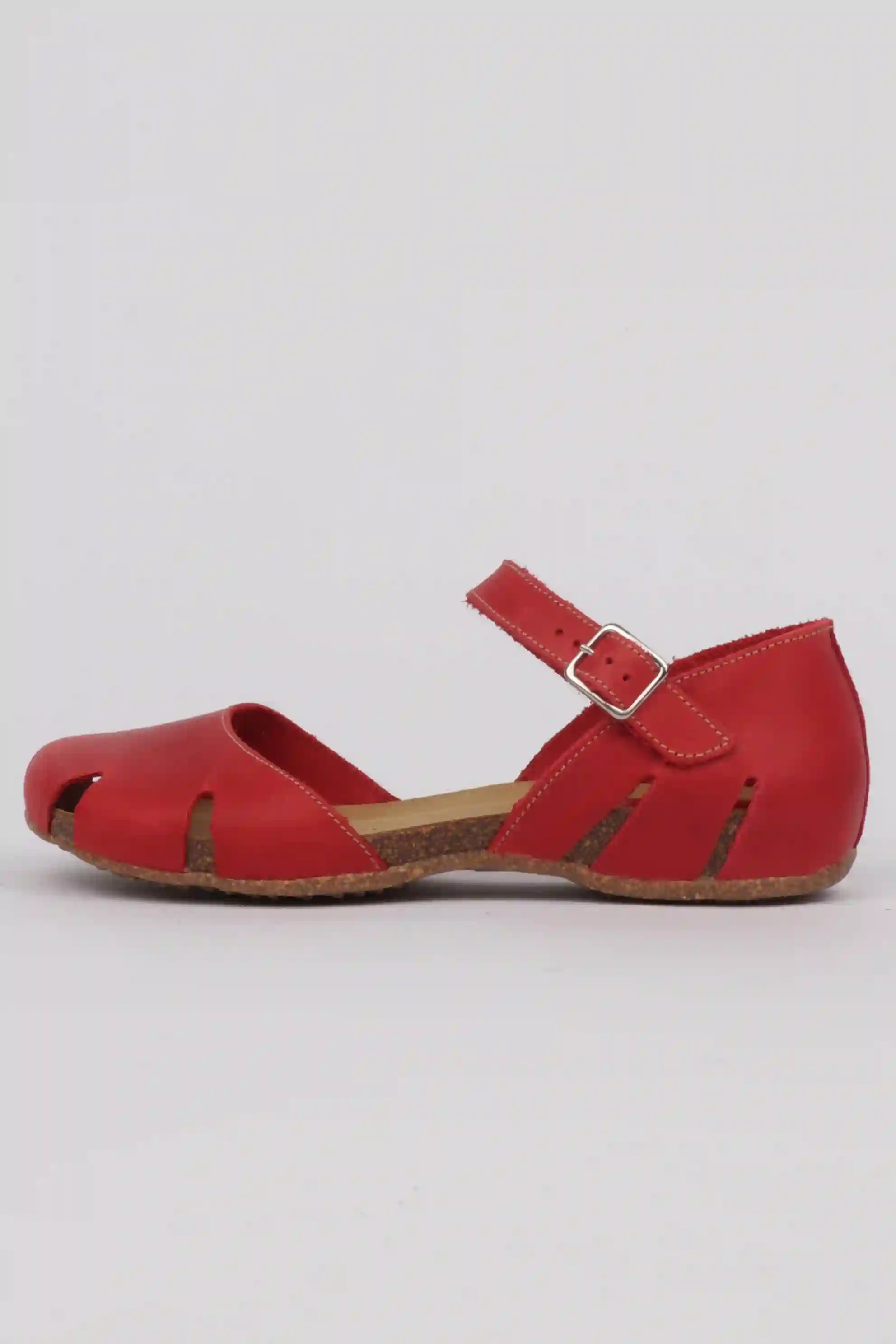 Sandalias Interbios mujer puntera cerrada color rojo