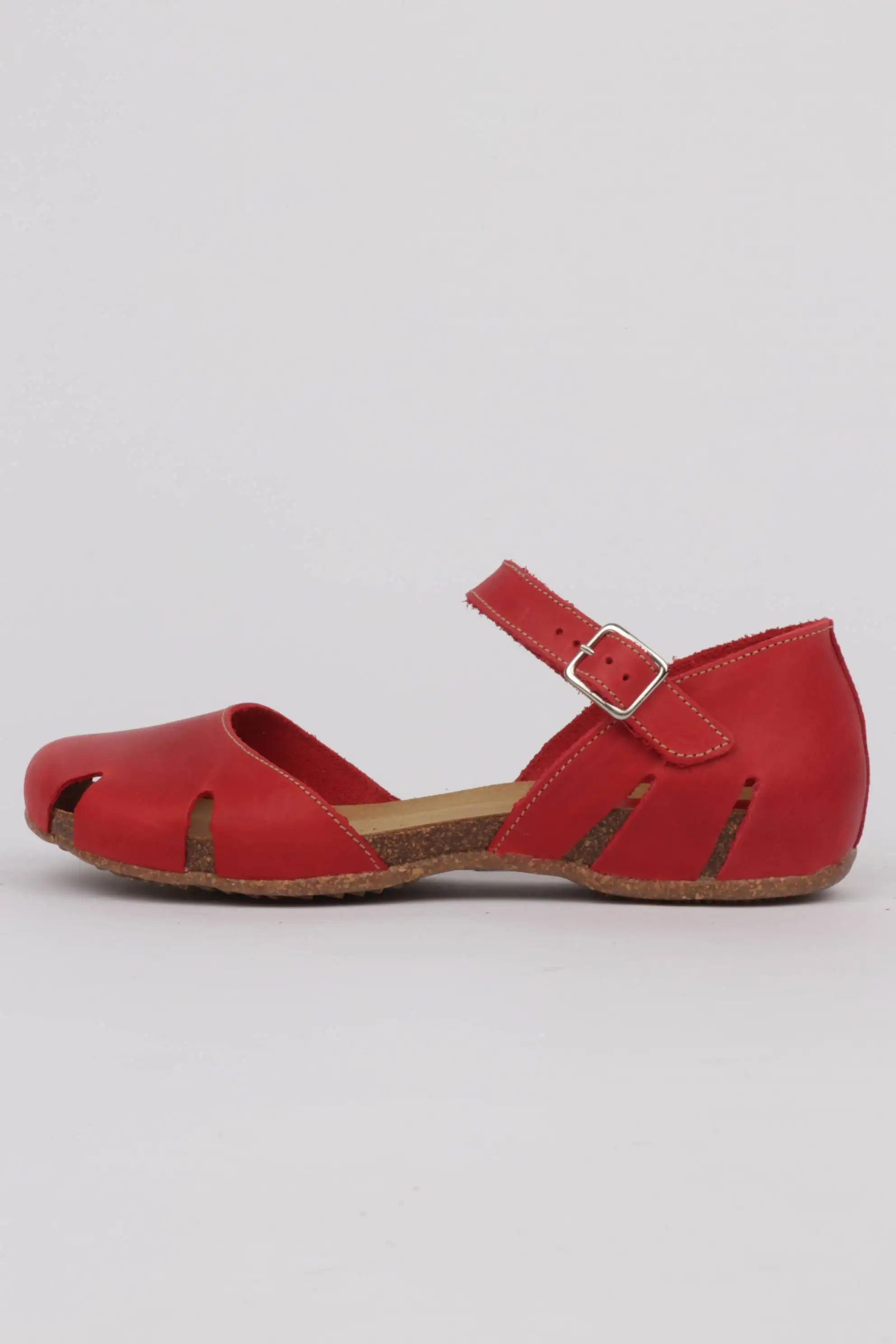 Sandalias Interbios mujer puntera cerrada color rojo
