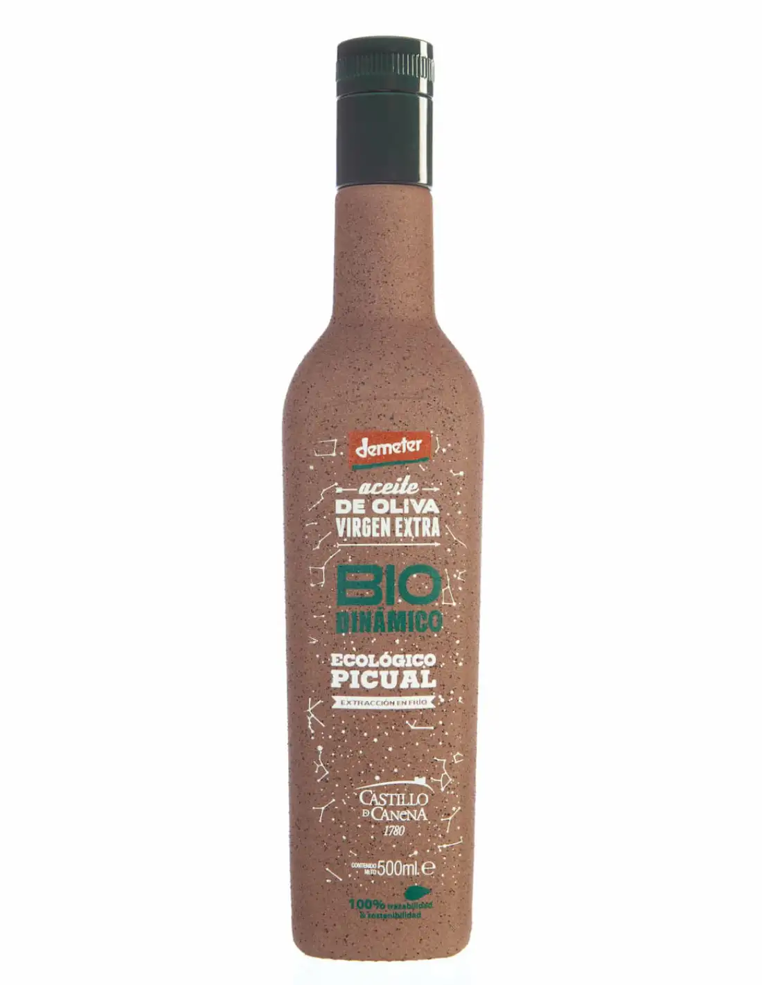6x Castillo de Canena Biodinámico Picual - Botella de Vidrio 500 ml.