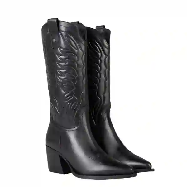 Mima-saloon- cowboy boots with black embroidered leather