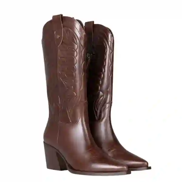 Mimao- saloon- cowboy boots with brown embroidered skin