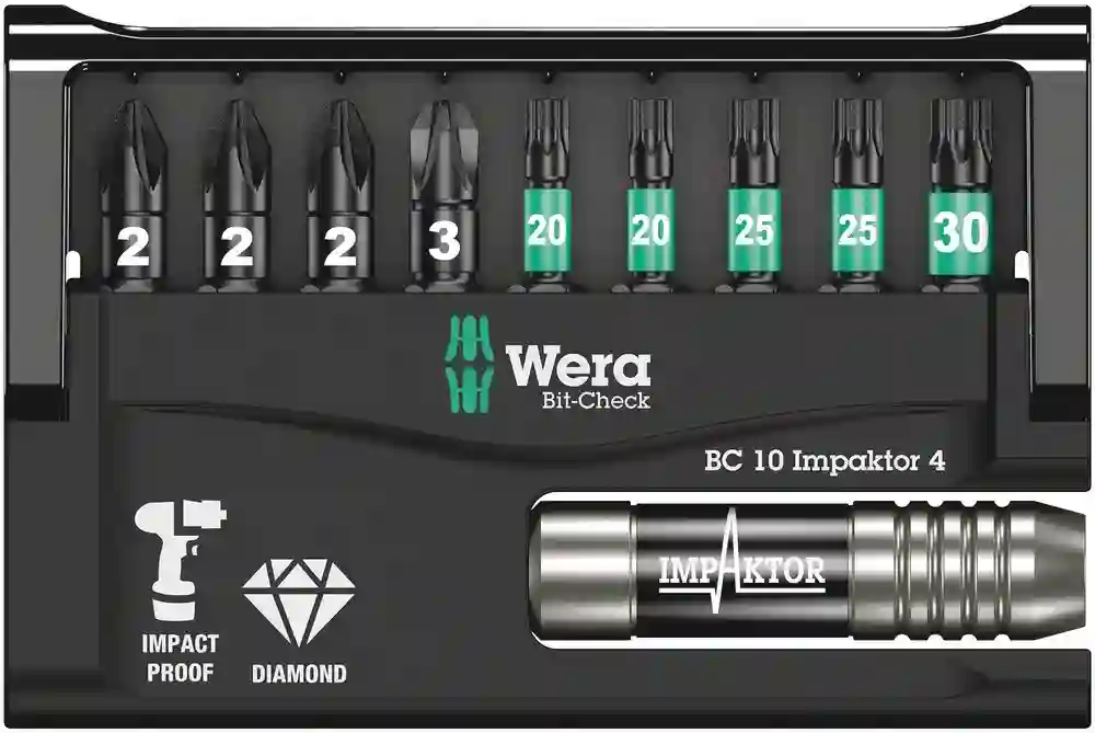 Estuches de puntas Bit-Check 10 Impaktor 4 - Wera