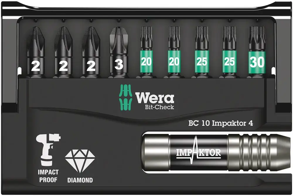 Estuches de puntas Bit-Check 10 Impaktor 4 - Wera