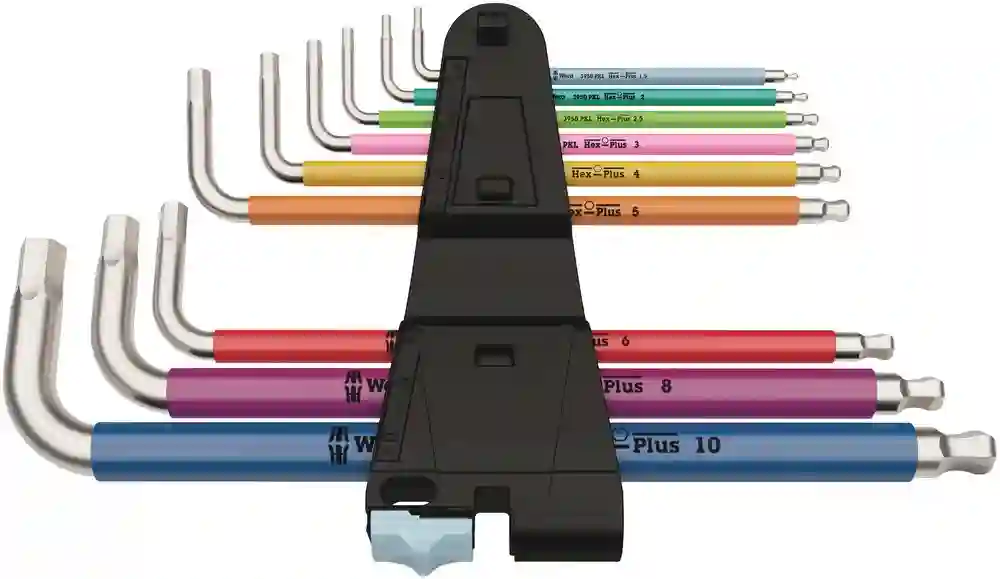 Juego de llaves acodadas métricas acero inox 3950/9 Hex-Plus Multicolour Stainless 1 - Wera