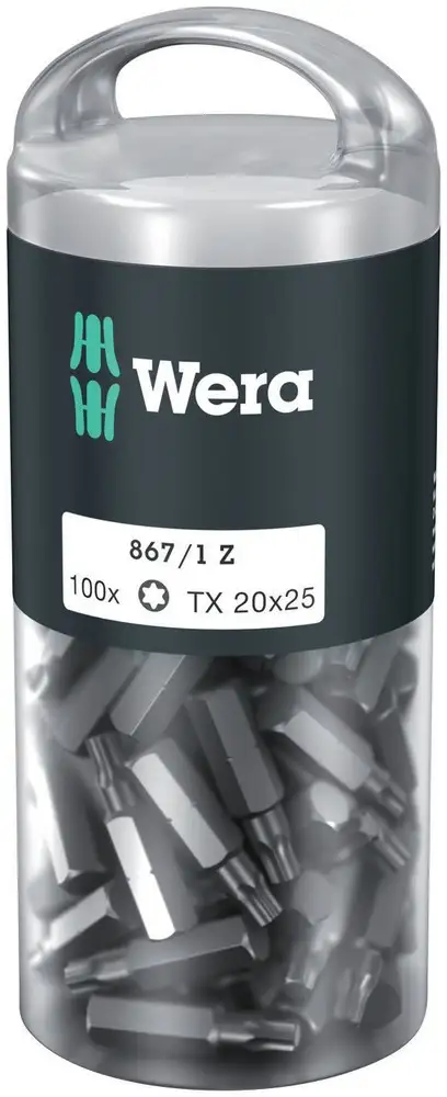 Punta TORX 867/1 Z TORX 20 x 25 mm DIY-Box 100 piezas - Wera