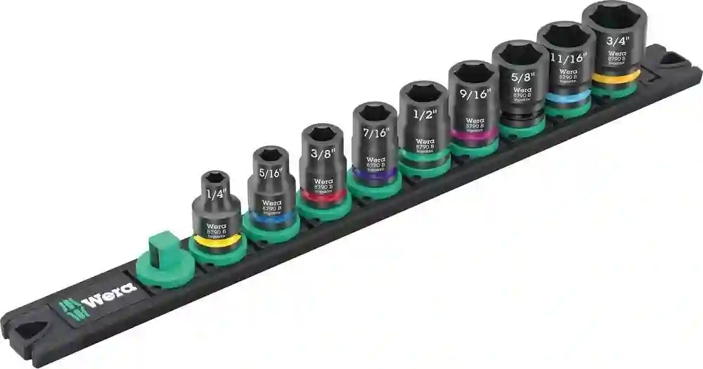 9608 Tira magnética vasos B Impaktor Imp. 1 Tira magnética vasos 9 llaves vaso - 05005452001 - Wera