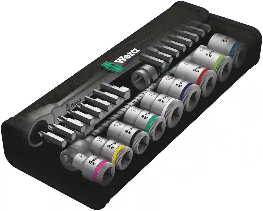 cuadradillo pasante de 3/8 métrico 8100 SB 7 Juego de carraca Zyklop Metal - Wera
