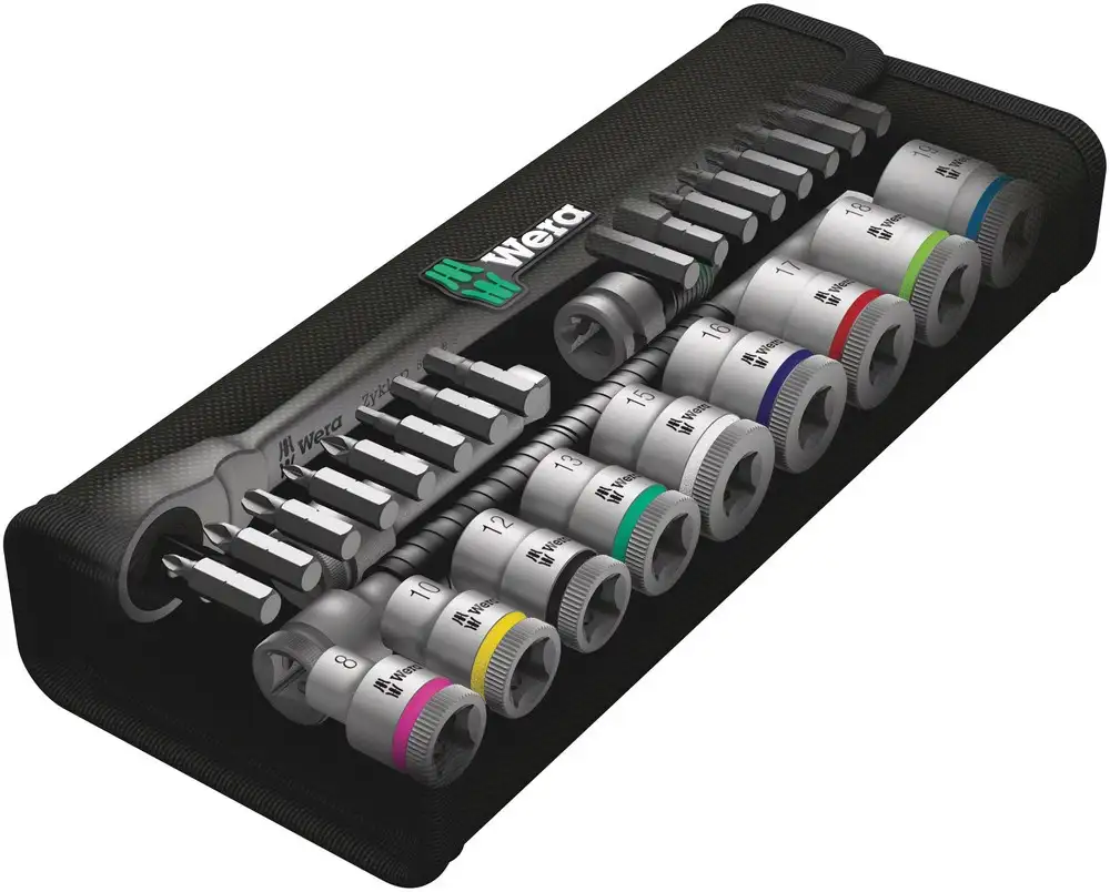cuadradillo pasante de 3/8 métrico 8100 SB 7 Juego de carraca Zyklop Metal - Wera