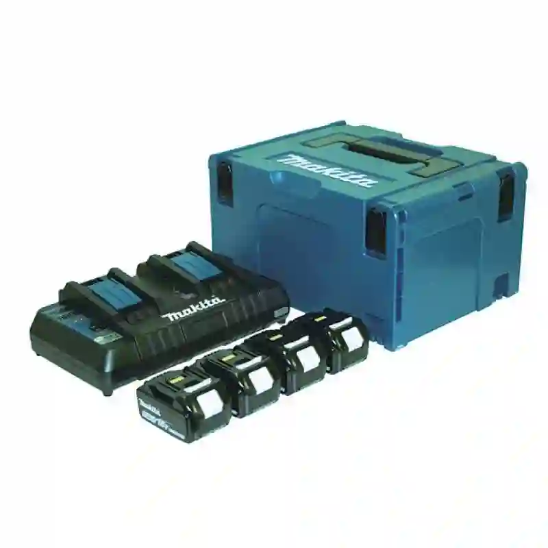 Kit de batería de 5,0 Ah BL1850Bx4 + cargador doble DC18RD Makita