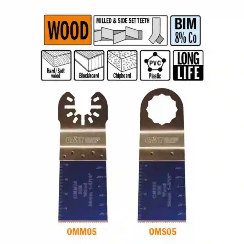 Hoja de sierra de inmersión y perfiladora extra-larga duración para madera 34mm (1 unidad) CMT