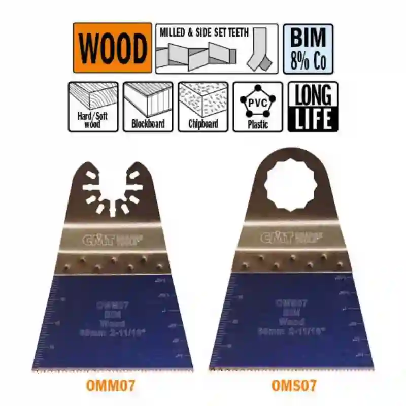 Hoja de sierra de inmersión y perfiladora extra-larga duración para madera 68mm Universal (1 unidad)