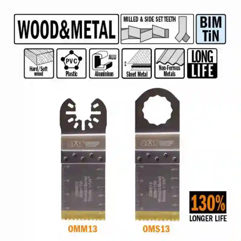 Hoja de sierra de inmersión y perfiladora extra-larga duración para madera y metal 32mm 1unid. CMT
