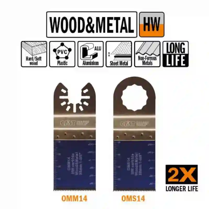Hoja de sierra de inmersión y perfiladora extra-larga duración para madera y metal 32mm CMT