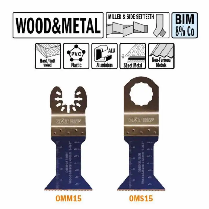 Hoja de sierra de inmersión y perfiladora para madera y metal 45mm Universal (50 unidades) CMT