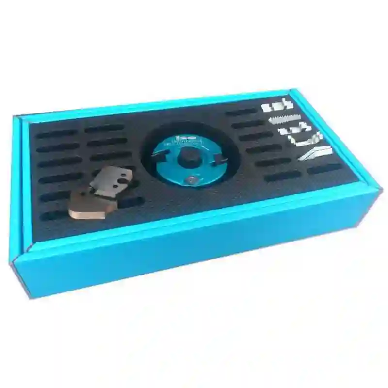 Juego de cabezal porta cuchillas para tupi 100x50x30 y 24 pares de cuchillas HSS de 50x5.5 mm Leman