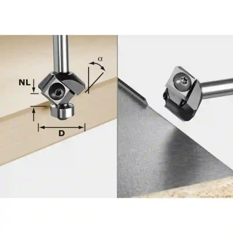 Placas reversibles de fresa de bisel S8 HW 45° D27 12x12 KL - 499807 - Festool