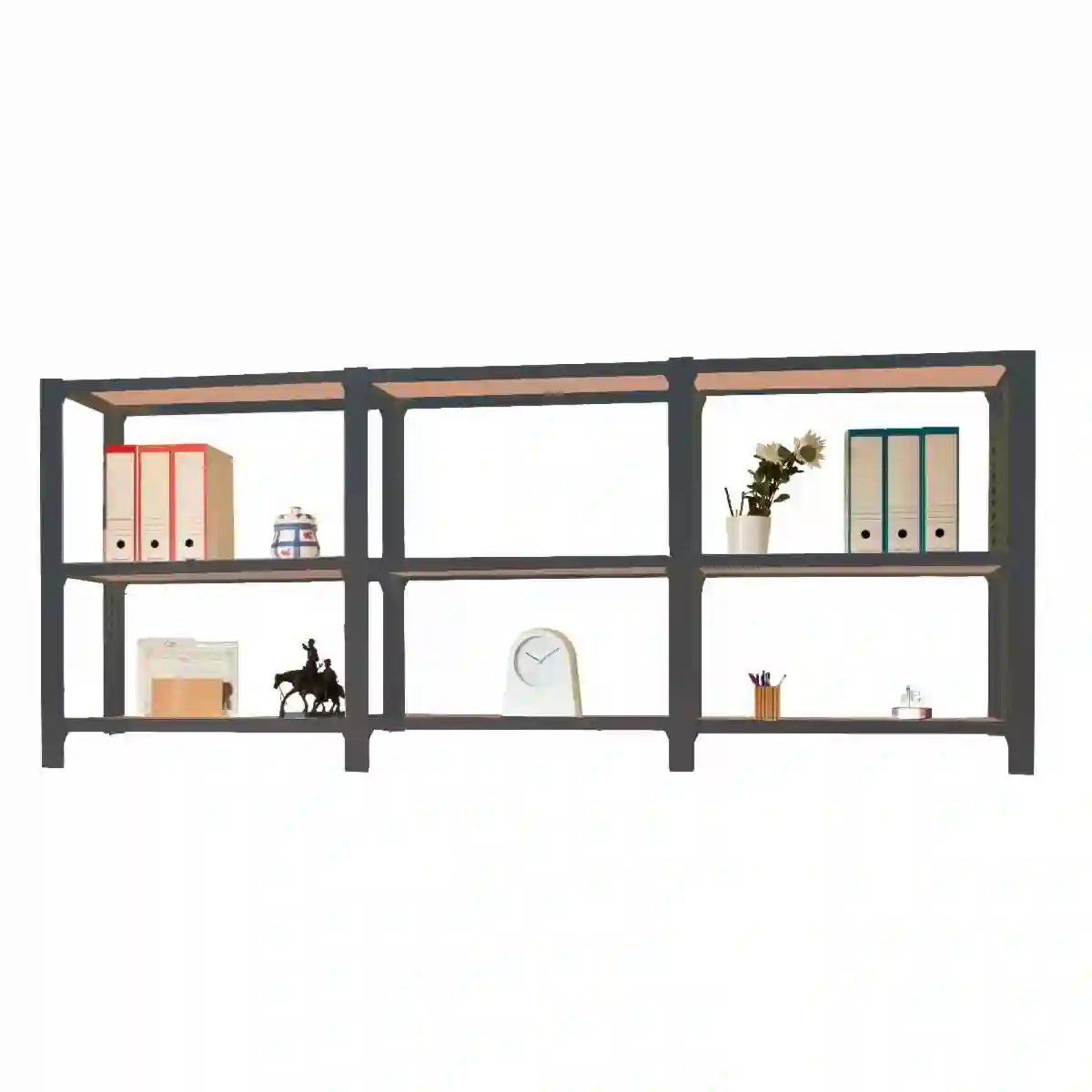 Estanteria PACK OFFICLICK 3/400 WOOD I+A+A ANTRACITA/MDF - 8425437109072 - Simon Rack