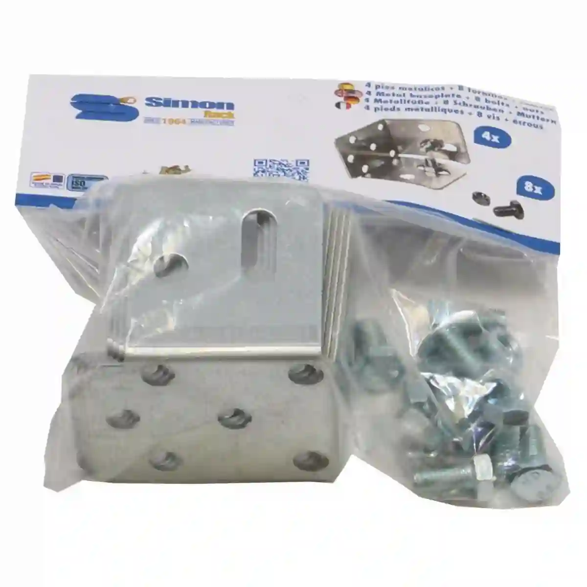 4 UND. PIES METALICOS (ANCLAJE) +8 TOR. BOLSA - 90440000094 - Simon Rack