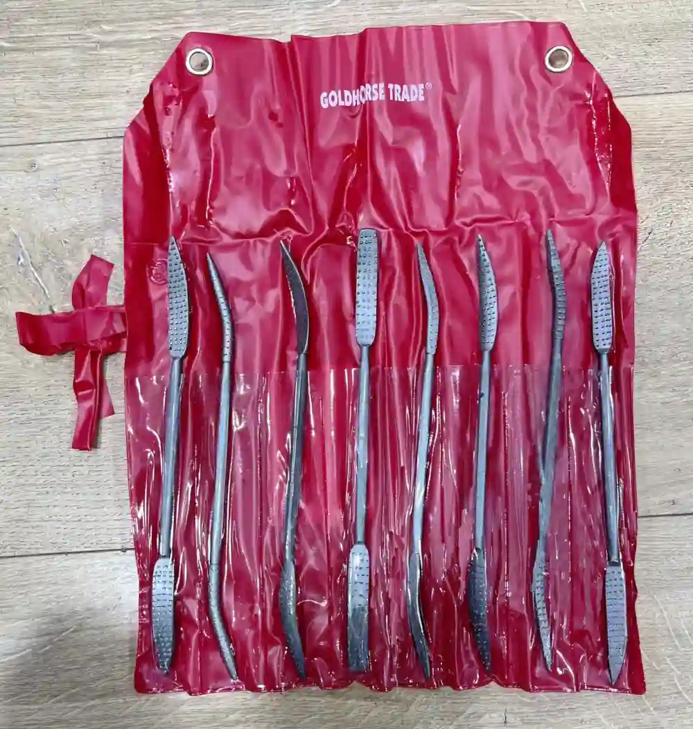 Juego de 8 raspines escofina para talla en funda plástica