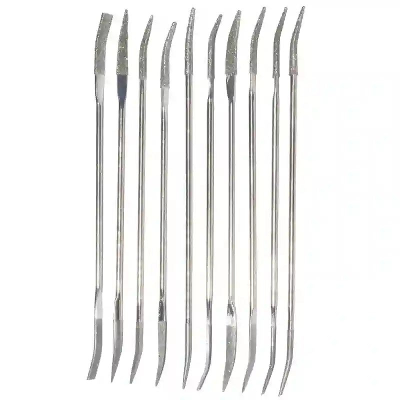 Juego de 10 raspines doble codillo diamantados , longitud 180 mm, grano 120