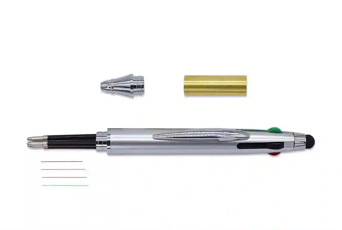 Bolígrafo Multicolor Stylus cromo + plata. Anillas RZBPTCL373BU. Tubo RZBT373. Broca 517.100.31