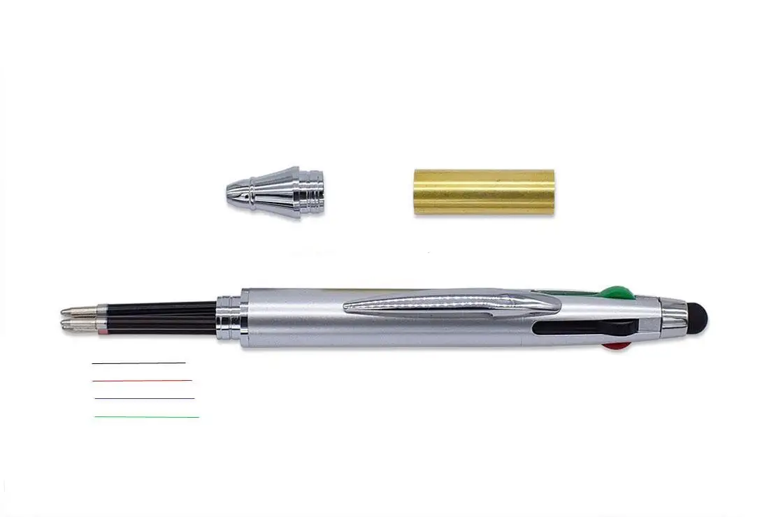Bolígrafo Multicolor Stylus cromo + plata. Anillas RZBPTCL373BU. Tubo RZBT373. Broca 517.100.31
