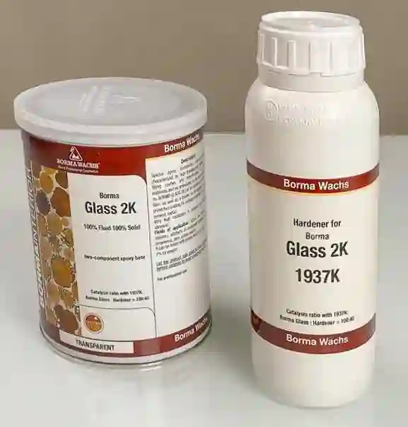 Resina transparente de decoración 1 Kg + 0.4 Kg GLASS 2K BORMA WACHS
