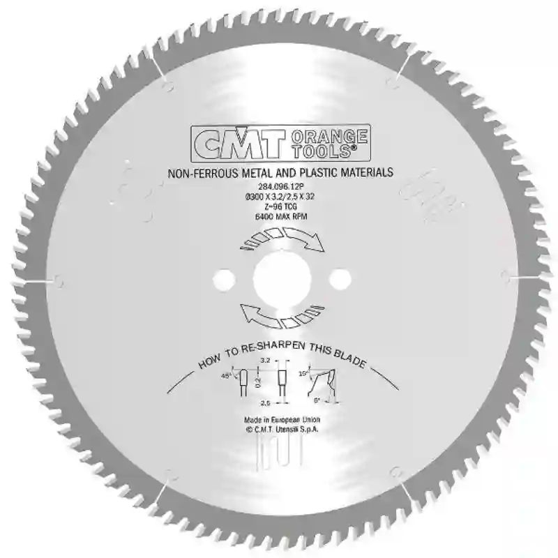 Sierra circular para materiales no ferrosos PVC y laminados HW 216x2.6/2.2x30 Z40 tcg 5°pos CMT